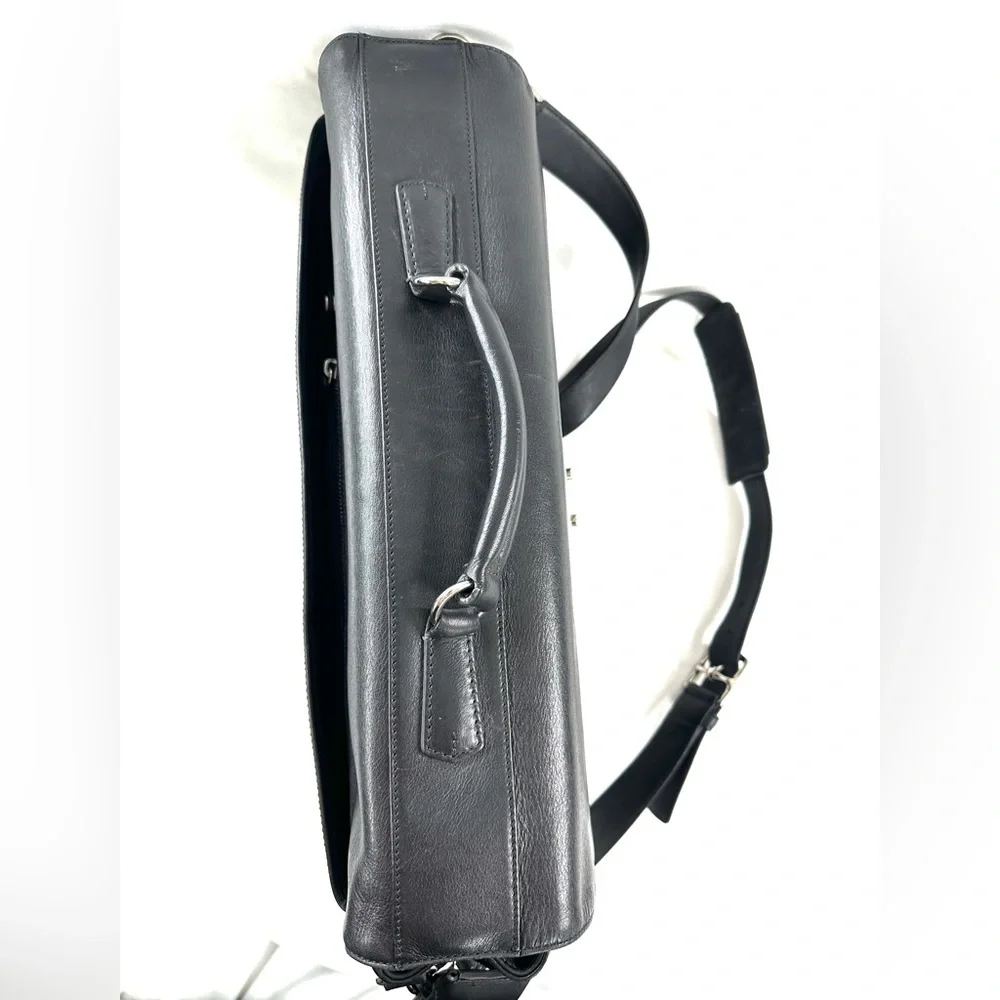 Coach Vintage Metro 5307 Black Leather Large Laptop Briefcase Bag Lock Keys